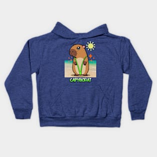 Funny Cute Summer Beach Kawaii Capybara Cartoon Kids Hoodie